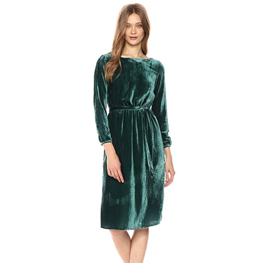 BB Dakota Lennox Crinkle Velvet Fit N Flare Belted